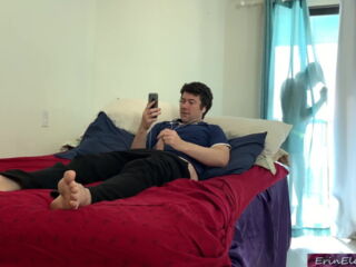 She was going to walk into her stepson's bedroom from the patio that was shared with the rest of the apartment, when she noticed he had his dick out and was masturbating! but, wow, he had a nice dick,