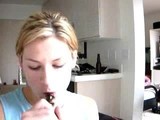 Teen girl smoking and showing her tits