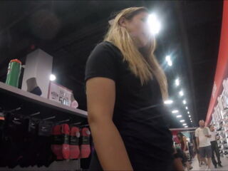 Bitch noticed the dude was recording when asking for help. She responds this is the girls shoes, the men's shoes are over there after she noticed the cam.