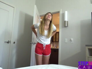Avery Cristy had a bug problem at home and goes to sleep at her step bros apartment. She asks him if she can sleep in his bed with him and feels his morning wood so she decides to help out.