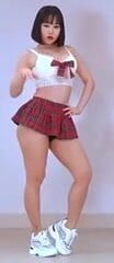 Here's Ari, one half of Korean sister dance duo Waveya, all dressed up as a oh so slutty schoolgirl. And be warned, fellas, because her thighs will make you bust a nut pretty got damn good. Enjoy.