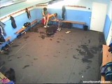 Security cam caught couple playing in locker room during hockey match - voyeur hidden spycam