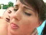 Gigis - Brunette gets fucked in all holes at the Pool
