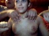 Amateur couple chatting on webcam